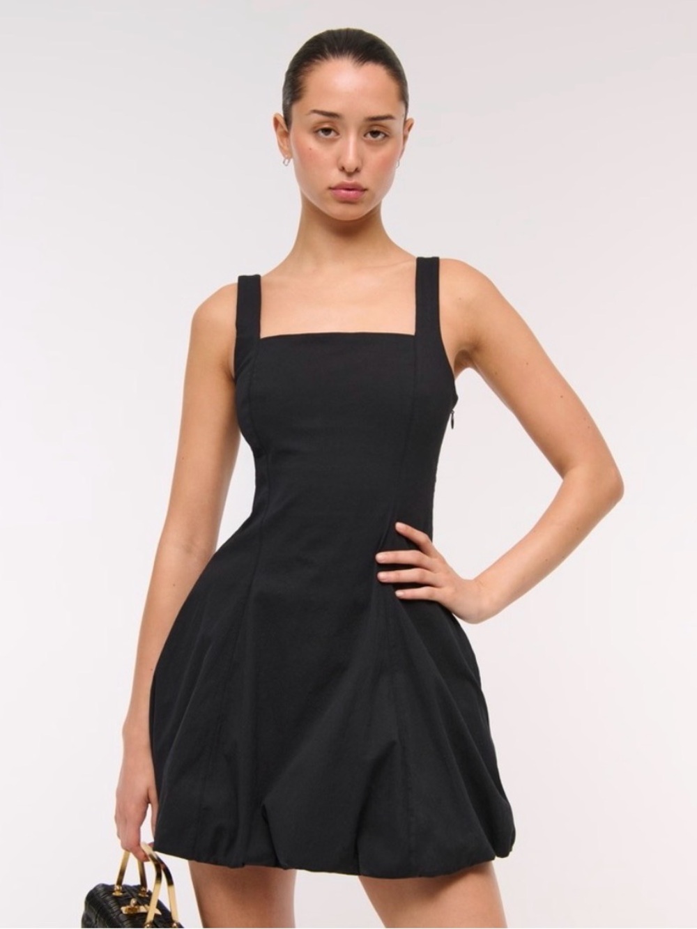 Abercrombie & Fitch Black Mini Mika Bubble Romper / Dress with pockets